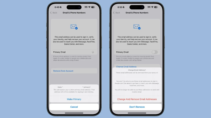 阿荣苹果手机维修分享苹果 iOS 18.1 支持设置“主要”邮箱地址并更改 iCloud 邮箱 