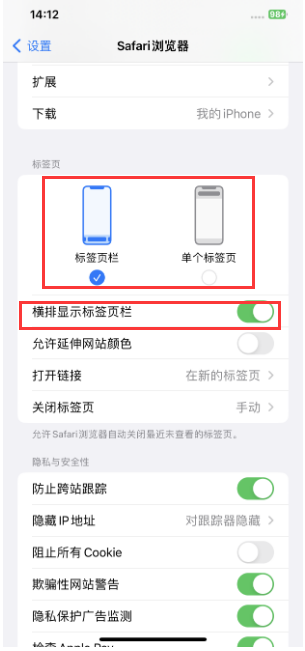 阿荣苹果手机维修分享Safari浏览器如何切换标签栏位置 