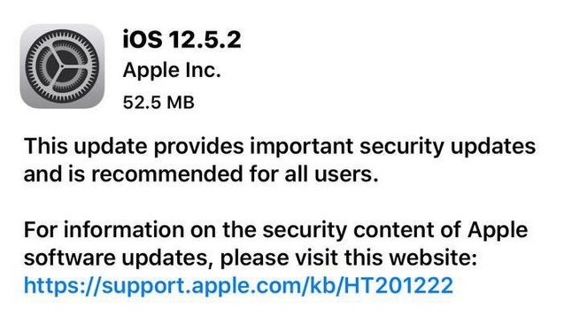 阿荣苹果手机维修分享iOS12.5.2发布，建议所有老苹果用户安装 